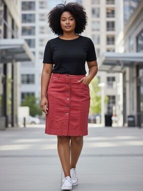 J. Jill Button-Front Stretch Mini Pencil Skirt Plus Size 14
